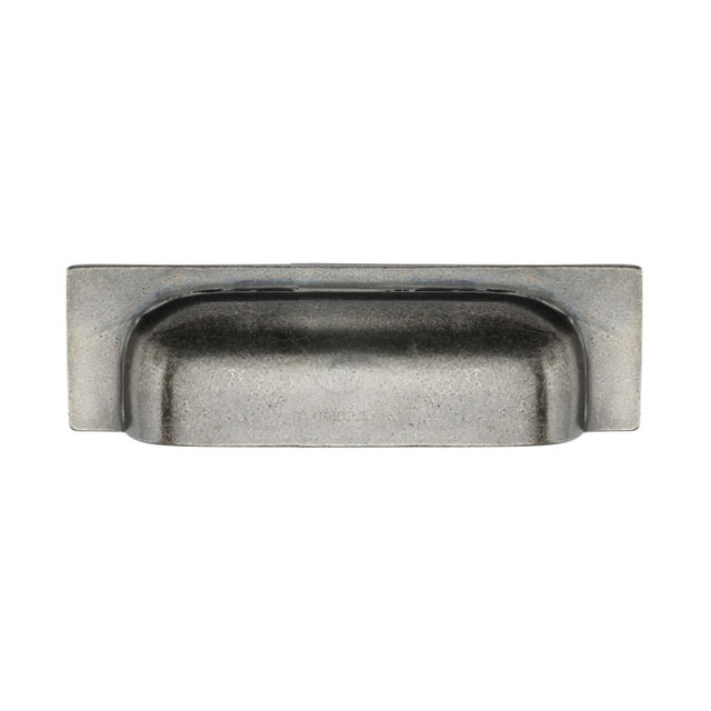 This is an image of a M.Marcus - Rustic Pewter Cabinet Pull Military Design 76/96mm, rpw1720-76-96 that is available to order from Trade Door Handles in Kendal.