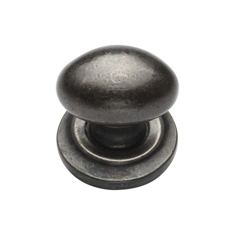 This is an image of a M.Marcus - Rustic Pewter Cabinet Knob Oval Design on Rose 32mm, rpw179-32 that is available to order from Trade Door Handles in Kendal.