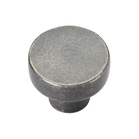 This is an image of a M.Marcus - Rustic Pewter Cabinet Knob Round Disc Design 32mm, rpw3880-32 that is available to order from Trade Door Handles in Kendal.