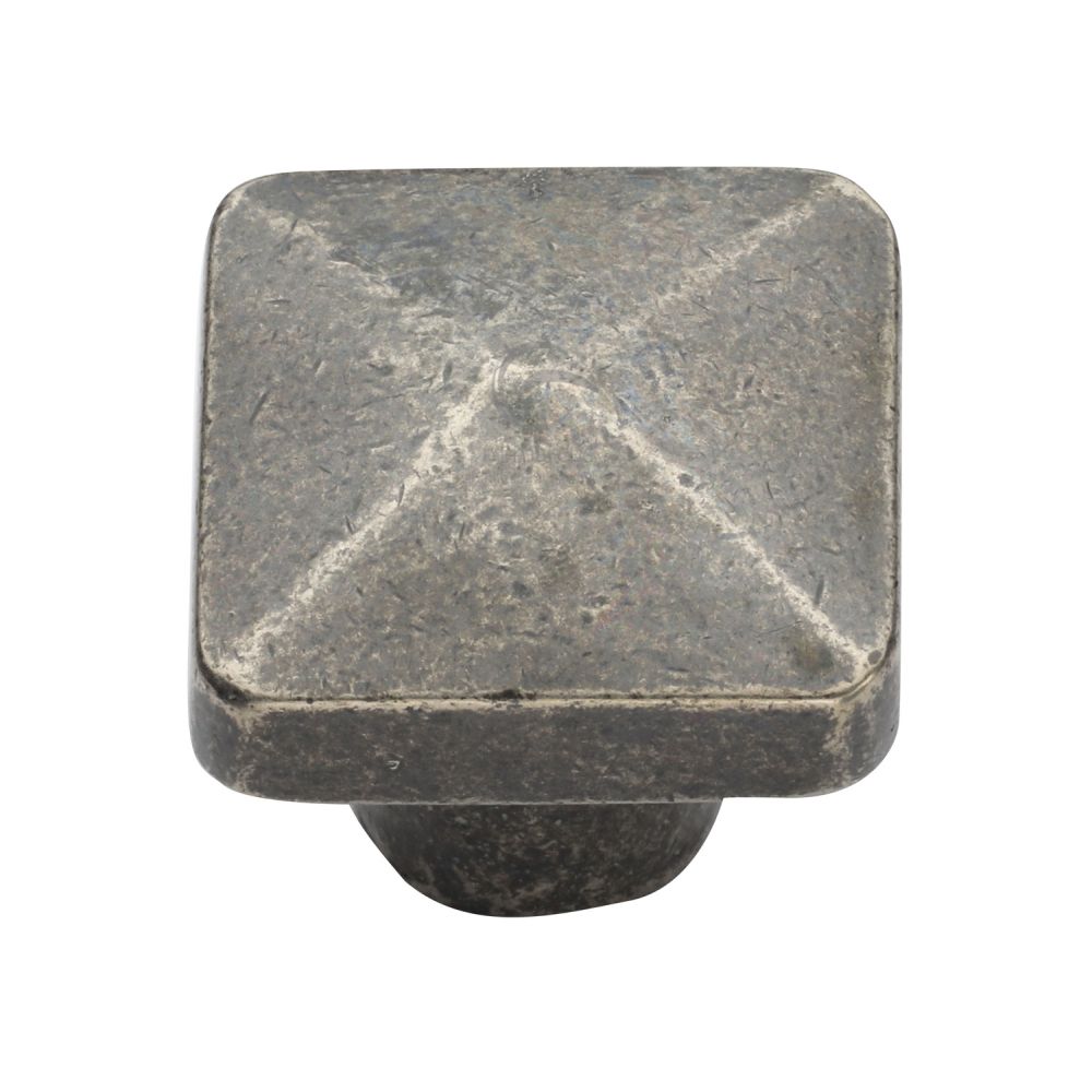 This is an image of a M.Marcus - Rustic Pewter Cabinet Knob Square Pyramid Design 38mm, rpw390-38 that is available to order from Trade Door Handles in Kendal.