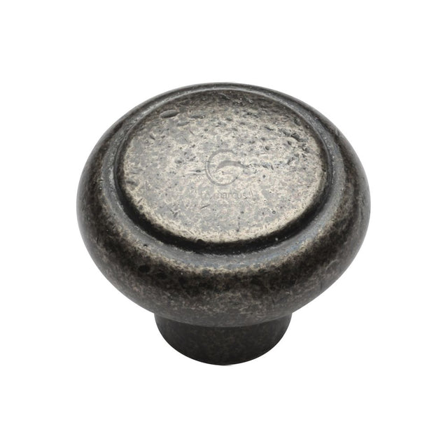 This is an image of a M.Marcus - Rustic Pewter Cabinet Knob Newport Design 38mm, rpw3990-38 that is available to order from Trade Door Handles in Kendal.