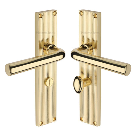 This is an image of a Heritage Brass - Octave Reeded Bathroom Set Polished Brass finish, rr3730-pb that is available to order from Trade Door Handles in Kendal.