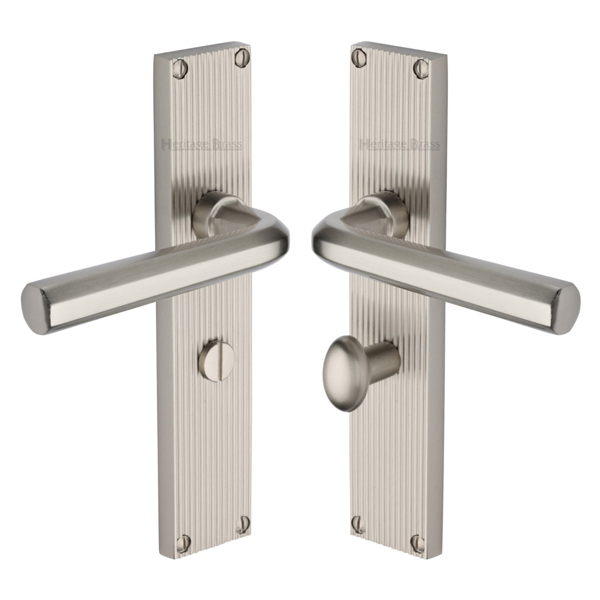 This is an image of a Heritage Brass - Octave Reeded Bathroom Set Satin Nickel finish, rr3730-sn that is available to order from Trade Door Handles in Kendal.