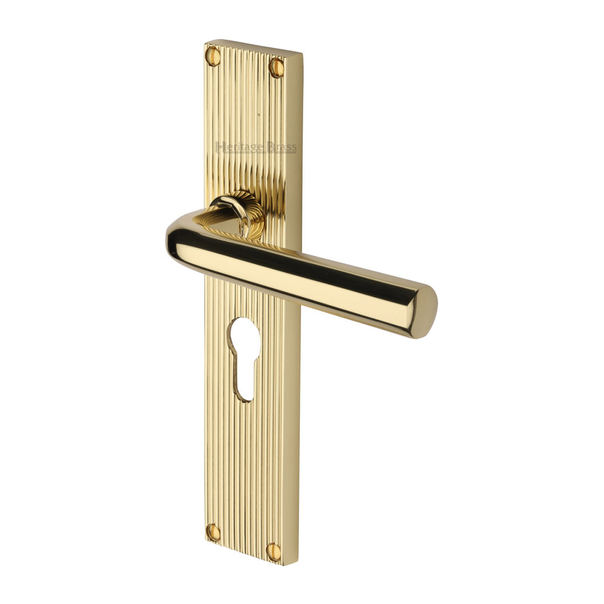 This is an image of a Heritage Brass - Octave Reeded Europrofile Polished Brass finish, rr3748-pb that is available to order from Trade Door Handles in Kendal.