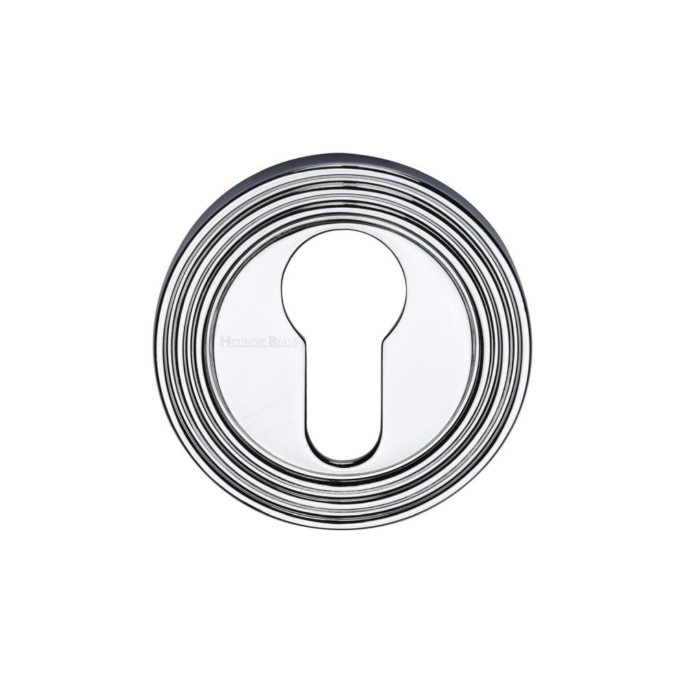 High quality image of Heritage Brass - Euro Profile Cylinder Escutcheon Polished Chrome Finish | Sku. rr4020-pc | Trade Door Handles, Kendal.