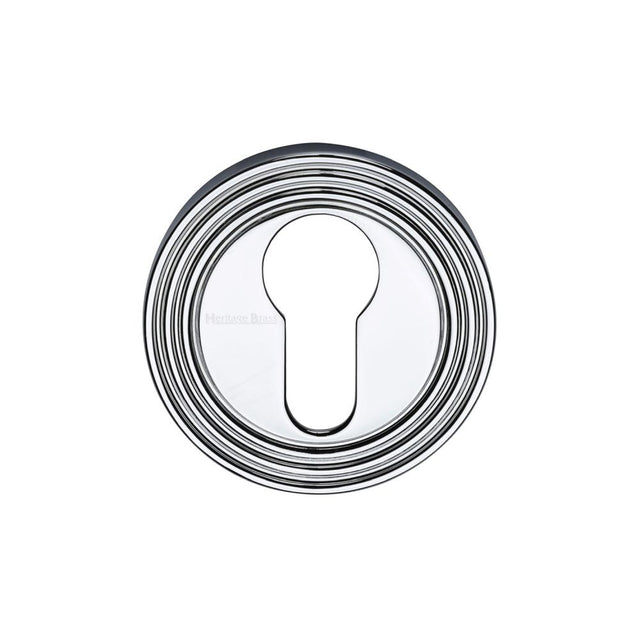 High quality image of Heritage Brass - Euro Profile Cylinder Escutcheon Polished Chrome Finish | Sku. rr4020-pc | Trade Door Handles, Kendal.