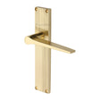 This is an image of a Heritage Brass - Gio Reeded Lever Latch Polished Brass finish, rr4710-pb that is available to order from Trade Door Handles in Kendal.