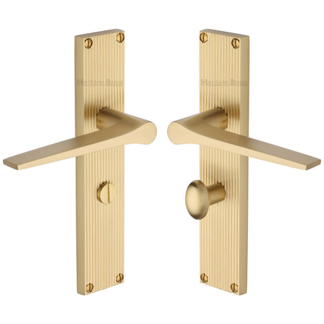 This is an image of a Heritage Brass - Gio Reeded Bathroom set Satin Brass finish, rr4730-sb that is available to order from Trade Door Handles in Kendal.