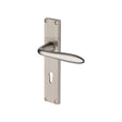 This is an image of a Heritage Brass - Sutton Reeded Lever Lock Satin Nickel finish, rr5000-sn that is available to order from Trade Door Handles in Kendal.