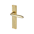 This is an image of a Heritage Brass - Sutton Reeded Lever Latch Polished Brass finish, rr5010-pb that is available to order from Trade Door Handles in Kendal.