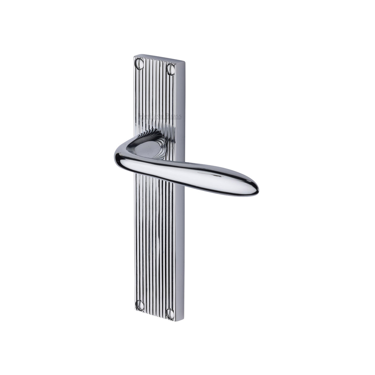 This is an image of a Heritage Brass - Sutton Reeded Lever Latch Polished Chrome finish, rr5010-pc that is available to order from Trade Door Handles in Kendal.