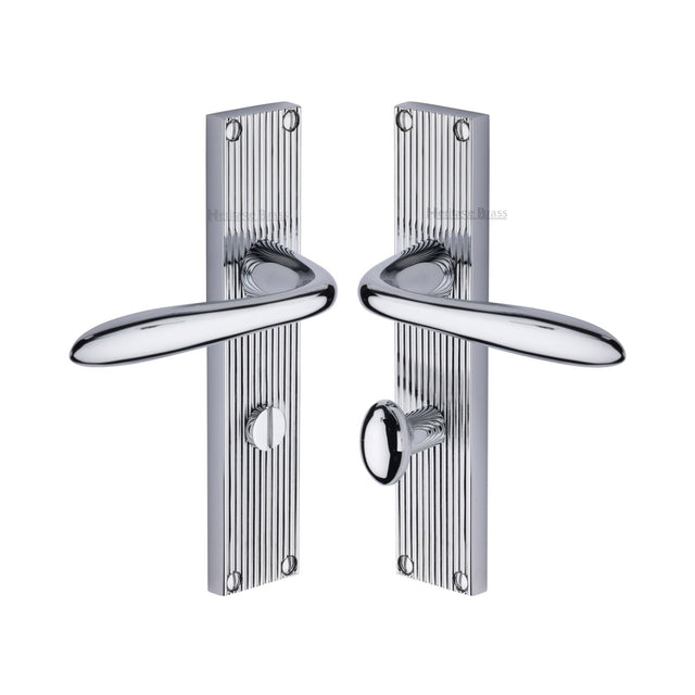 This is an image of a Heritage Brass - Sutton Reeded Bathroom set Polished Chrome finish, rr5030-pc that is available to order from Trade Door Handles in Kendal.