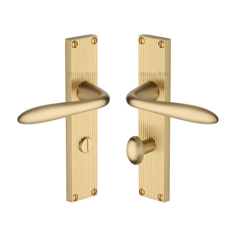This is an image of a Heritage Brass - Sutton Reeded Bathroom set Satin Brass finish, rr5030-sb that is available to order from Trade Door Handles in Kendal.