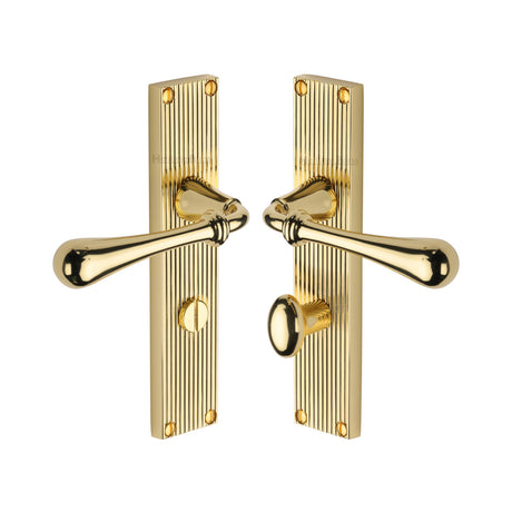 This is an image of a Heritage Brass - Roma Reeded Bathroom set Polished Brass finish, rr6030-pb that is available to order from Trade Door Handles in Kendal.