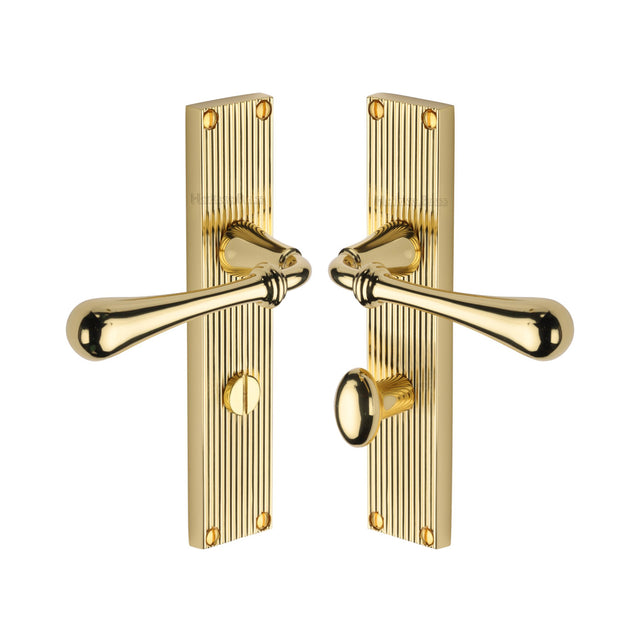 This is an image of a Heritage Brass - Roma Reeded Bathroom set Polished Brass finish, rr6030-pb that is available to order from Trade Door Handles in Kendal.