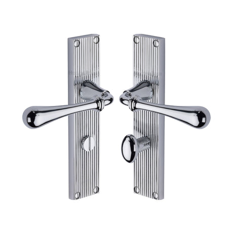 This is an image of a Heritage Brass - Roma Reeded Bathroom set Polished Chrome finish, rr6030-pc that is available to order from Trade Door Handles in Kendal.