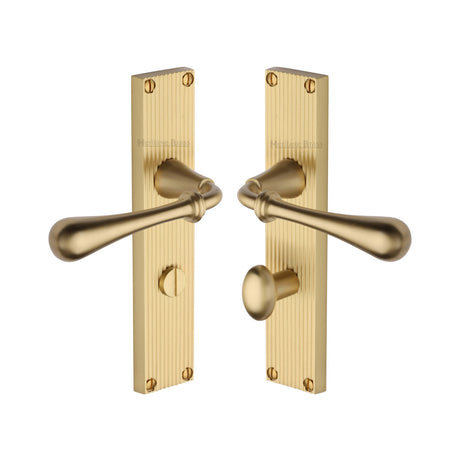 This is an image of a Heritage Brass - Roma Reeded Bathroom set Satin Brass finish, rr6030-sb that is available to order from Trade Door Handles in Kendal.