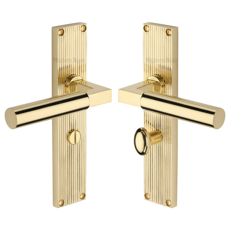 This is an image of a Heritage Brass - Bauhaus Reeded Bathroom Set Polished Brass finish, rr7330-pb that is available to order from Trade Door Handles in Kendal.