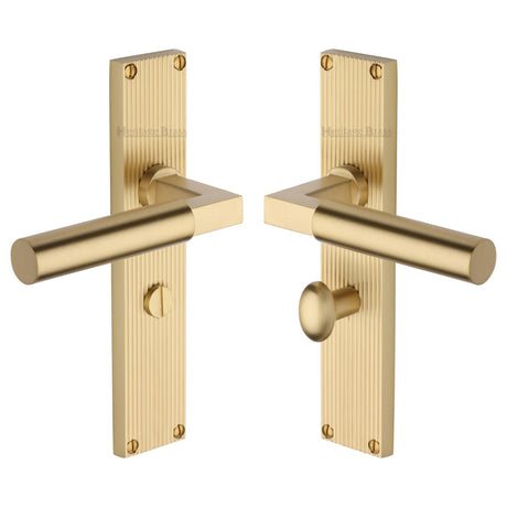 This is an image of a Heritage Brass - Bauhaus Reeded Bathroom Set Satin Brass finish, rr7330-sb that is available to order from Trade Door Handles in Kendal.