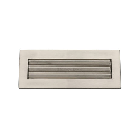 This is an image of a Heritage Brass - Reeded Letterplate 10" x 4" Satin Nickel finish, rr852-254-101-sn that is available to order from Trade Door Handles in Kendal.