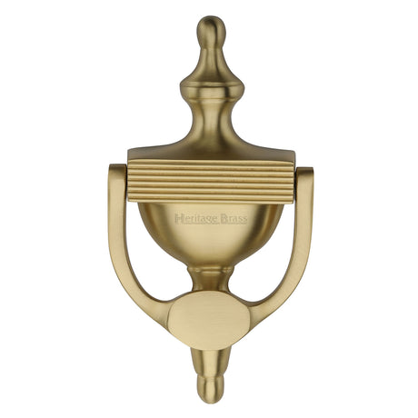 This is an image of a Heritage Brass - Urn Knocker 7 1/4" Satin Brass finish, rr912-195-sb that is available to order from Trade Door Handles in Kendal.
