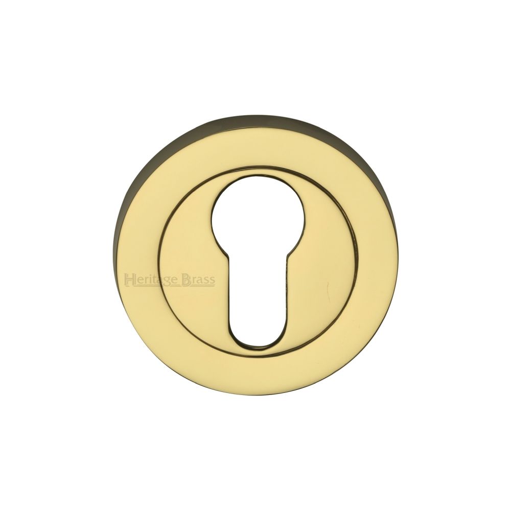 This is an image of a Heritage Brass - Euro Profile Cylinder Escutcheon Polished Brass Finish, rs2004-pb that is available to order from Trade Door Handles in Kendal.