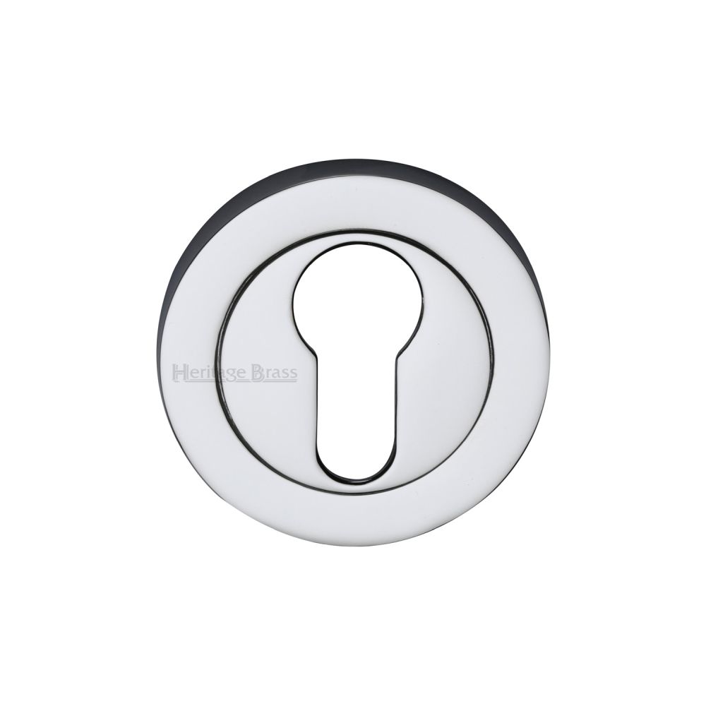 This is an image of a Heritage Brass - Euro Profile Cylinder Escutcheon Polished Chrome Finish, rs2004-pc that is available to order from Trade Door Handles in Kendal.