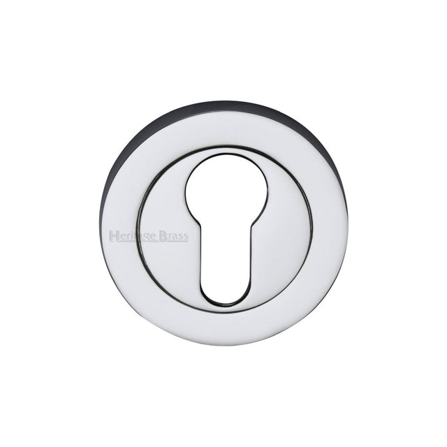 This is an image of a Heritage Brass - Euro Profile Cylinder Escutcheon Polished Chrome Finish, rs2004-pc that is available to order from Trade Door Handles in Kendal.