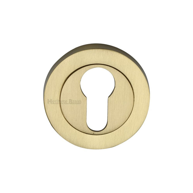 This is an image of a Heritage Brass - Euro Profile Cylinder Escutcheon Satin Brass Finish, rs2004-sb that is available to order from Trade Door Handles in Kendal.