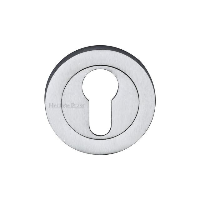 This is an image of a Heritage Brass - Euro Profile Cylinder Escutcheon Satin Chrome finish, rs2004-sc that is available to order from Trade Door Handles in Kendal.