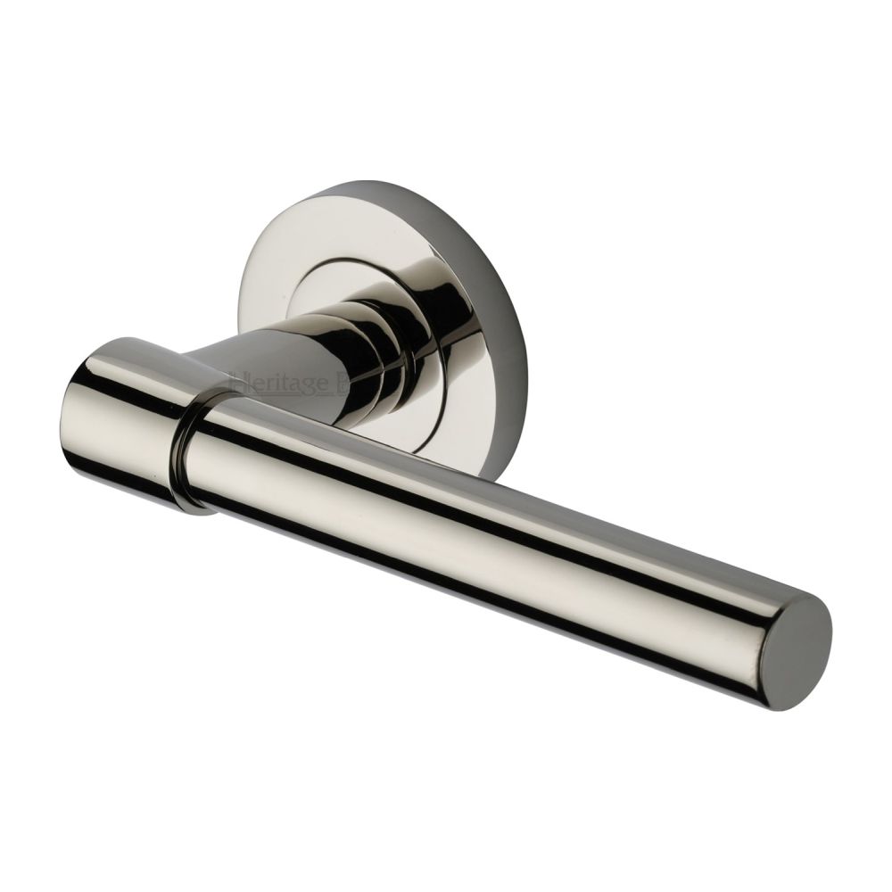 This is an image of a Heritage Brass - Door Handle Lever on Rose Phoenix Design Polished Nickel Finish, rs2017-pnf that is available to order from Trade Door Handles in Kendal.