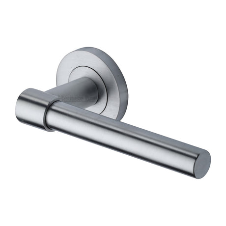 This is an image of a Heritage Brass - Door Handle Lever on Rose Phoenix Design Satin Chrome Finish, rs2017-sc that is available to order from Trade Door Handles in Kendal.