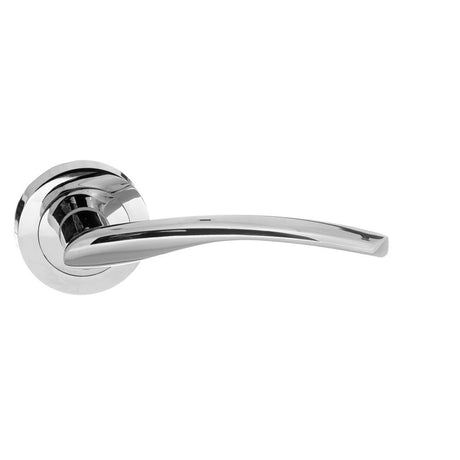 High quality image of STATUS Arizona Lever on Round Rose - Polished Chrome | Sku. s22rpc | available to order from Trade Door Handles in Kendal.