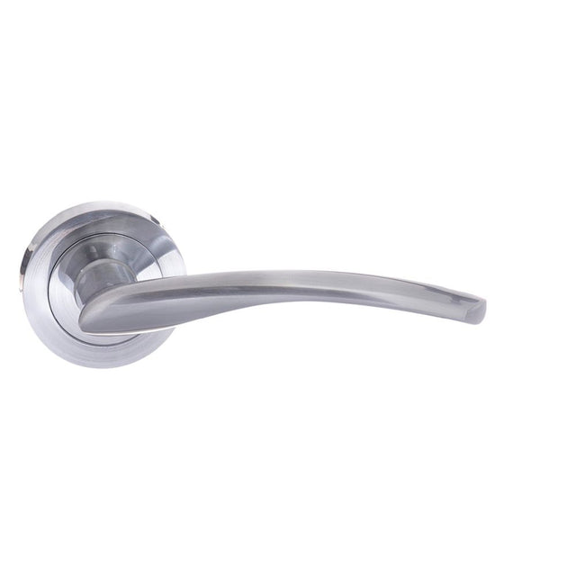 High quality image of STATUS Arizona Lever on Round Rose - Satin Chrome | Sku. s22rsc | available to order from Trade Door Handles in Kendal.