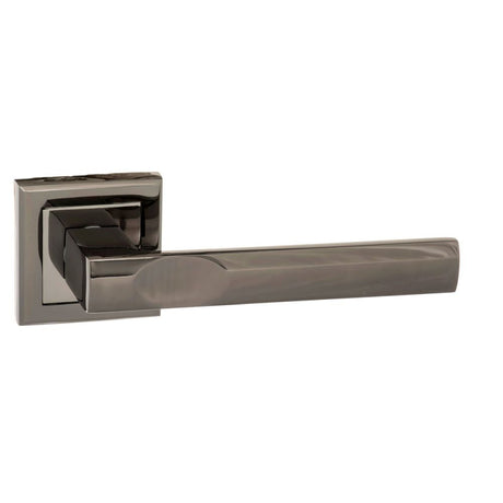 High quality image of STATUS Kansas Lever on Square Rose - Black Nickel | Sku. s24sbn | available to order from Trade Door Handles in Kendal.