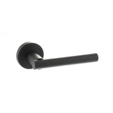 High quality image of STATUS Nebraska Lever on Round Rose - Matt Black | Sku. s28rmb | available to order from Trade Door Handles in Kendal.