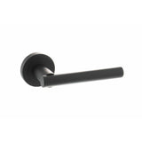 High quality image of STATUS Nebraska Lever on Round Rose - Matt Black | Sku. s28rmb available to order from Trade Door Handles in Kendal.