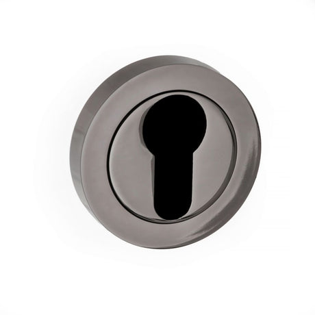 This is an image of STATUS Euro Escutcheon on Round Rose - Black Nickel available to order from Trade Door Handles.