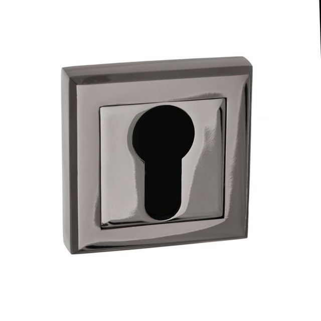 This is an image of STATUS Euro Escutcheon on Square Rose - Black Nickel available to order from Trade Door Handles.