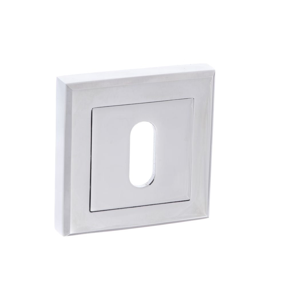 This is an image of STATUS Key Escutcheon on Square Rose - Polished Chrome available to order from Trade Door Handles.