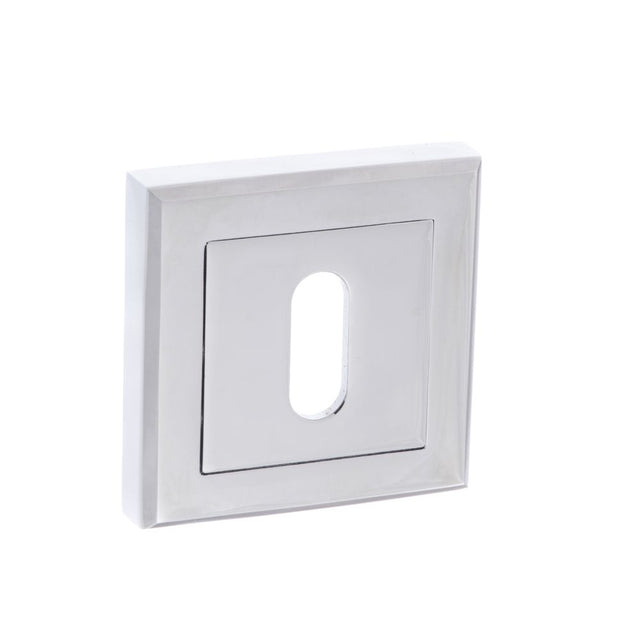 This is an image of STATUS Key Escutcheon on Square Rose - Polished Chrome available to order from Trade Door Handles.