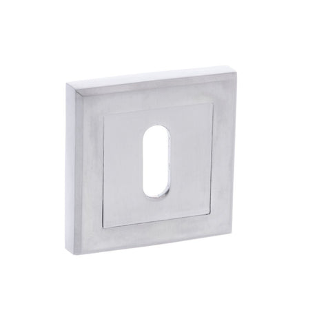 This is an image of STATUS Key Escutcheon on Square Rose - Satin Chrome available to order from Trade Door Handles.