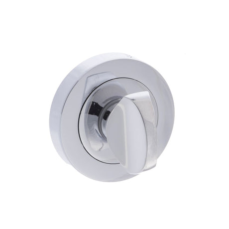 This is an image of STATUS WC Turn and Release on Round Rose - Polished Chrome available to order from Trade Door Handles.