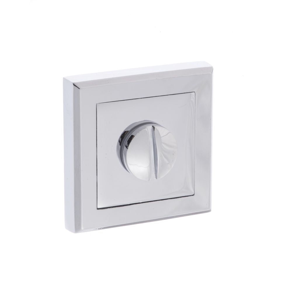 This is an image of STATUS WC Turn and Release on Square Rose - Polished Chrome available to order from Trade Door Handles.