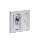 This is an image of STATUS WC Turn and Release on Square Rose - Polished Chrome available to order from Trade Door Handles.