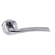 High quality image of STATUS Indiana Lever on Round Rose - Satin Chrome/Polished Chrome | Sku. s33rscpc | available to order from Trade Door Handles in Kendal.