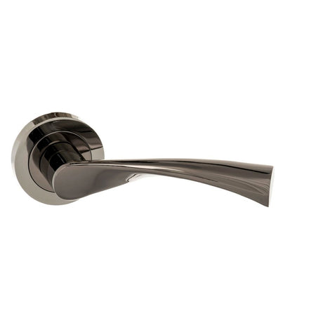 High quality image of STATUS Colorado Lever on Round Rose - Black Nickel | Sku. s34rbn | available to order from Trade Door Handles in Kendal.