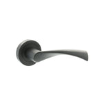 High quality image of STATUS Colorado Lever on Round Rose - Matt Black | Sku. s34rmb | available to order from Trade Door Handles in Kendal.