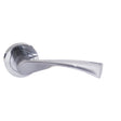 High quality image of STATUS Colorado Lever on Round Rose - Satin Chrome | Sku. s34rsc | available to order from Trade Door Handles in Kendal.