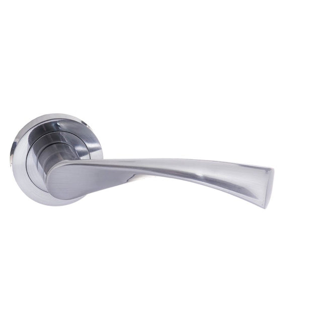 High quality image of STATUS Colorado Lever on Round Rose - Satin Chrome | Sku. s34rsc | available to order from Trade Door Handles in Kendal.